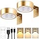 Bild Licht mit Fernbedienung, Bildbeleuchtung Kabellos, LED Wandleuchte Innen, Dart Beleuchtung, Wiederaufladbare LED Wandlampe mit 3 Farbtemperaturen, Wandlampe Akku mit Timer (Gold)