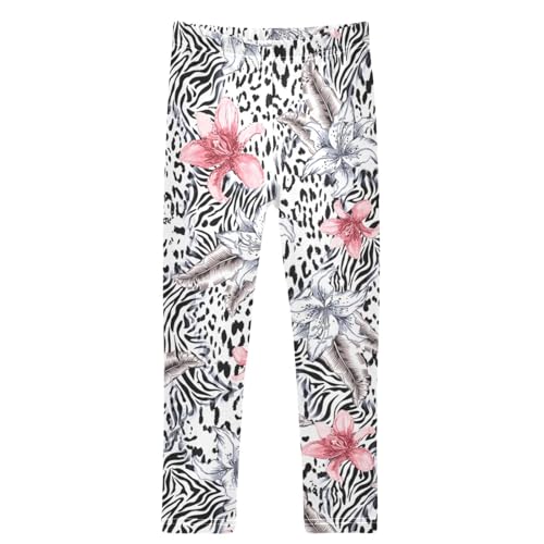 Girls' Leggings Animal Skin Rose Ankle Length Printed Leggings Comfort Pants for Kids 4-10 Years