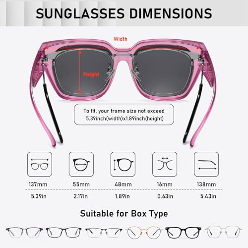 Image of HAOLOTA Polarized Fit Over Glasses Sunglasses for Women Men Trendy Square Wrap Around Shades UV Protection