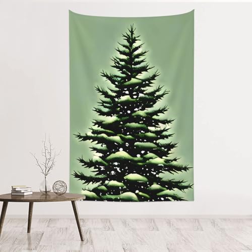 Décoration murale sans dommage pour chambre avec paysage d'hiver en velours