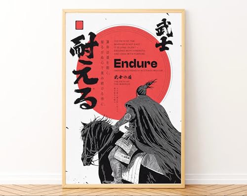 Image of Gamya Plastic Framed Japan Samurai Theme Motivational Quote Posters For Office, Living Room, Bedroom Wall Decor - Aesthetic Room Decor (13x19 Inches) (Quote 3)