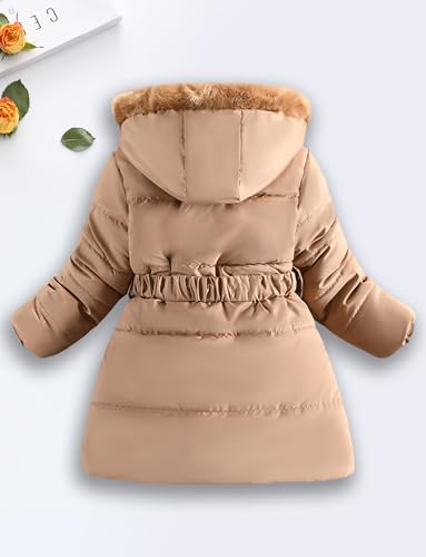 Happy Cherry Girl's Kids Toddler Winter Fur Lined Hooded Coats Thicken Fleece Lined Parka Snow Down Jacket Outwear3