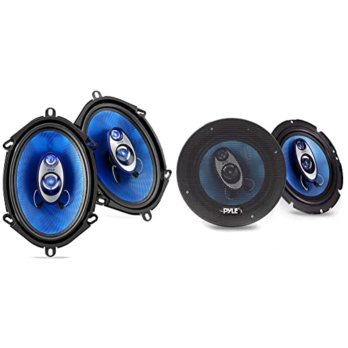 5” X 7” Car Sound Speaker (Pair) - Upgraded Blue Poly Injection Cone 3-Way 300 Watts & 6.5'' Three-Way Sound Speaker System - 180 W Rms/360W Power Handling W/ 4 Ohm Impedance And 3/4'' Piezo Tweeter #TOP16
