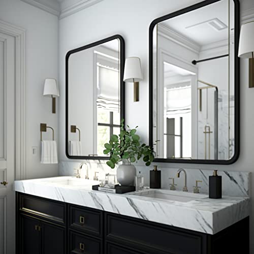 USHOWER 2-Pack Black Bathroom Mirrors for Over Sink 24 x 36 Inch, Metal Frame Rectangle Wall Mirror, Modern Farmhouse Vanity Mirror, Wall Mounted by USHOWER - Used condition - US$86.19