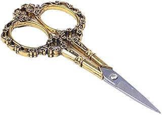 BIHRTC Vintage European Style Plum Blossom Scissors for Embroidery, Sewing, Craft, Art Work & Everyday Use (Silver)