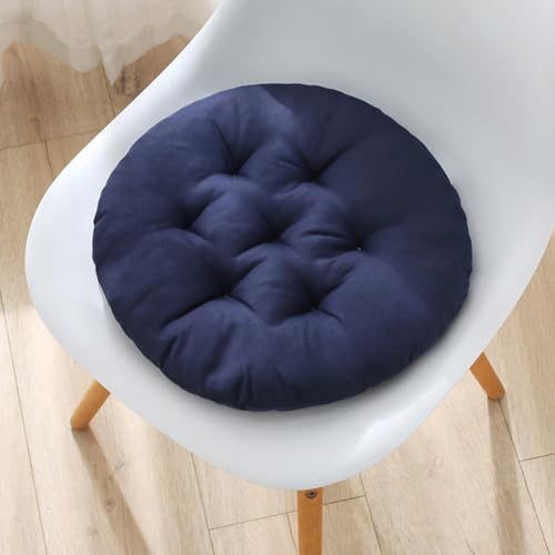 Round Chair Cushions Non Slip Bar Stool Round Seat Pad, Super Soft Chair Pads for Living Bedroom Sofa (Color : Navy Blue, Size : Diameter 11.8in)