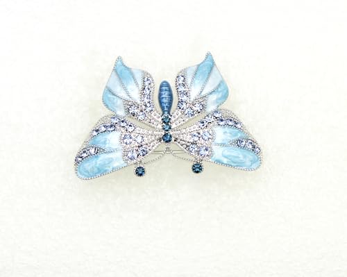 Image of Gorgeous Rhinestone Crystal Enamel Butterfly Pin Brooch