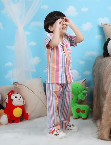 Image of POLKA TOTS 100% Pure Cotton Half Sleeve Night Suit for Kids, Girls & Boys | Cotton Pyjama Set | Unisex Night Dress for Children | Night Suit for Girls |Sleepwear for Kids | Winter Night Dress for Boys