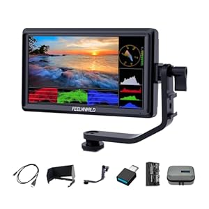 FEELWORLD FW568 V3 6 inch DSLR Camera Field Monitor with F550 Battery 2200mAh and Carry Bag, Waveform LUTs Video Peaking Focus Assist 1920×1080 IPS 4K HDMI 8.4V DC Input Output