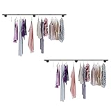 Industrial Pipe Clothes Rack Set of 2, Heavy Duty Detachable Iron Garment Rack Wall Mounted, Rustic Saving Space Clothes Bar Multi-Purpose Hanging Rod for Bedroom, Closet, Black (72.5 Inch)