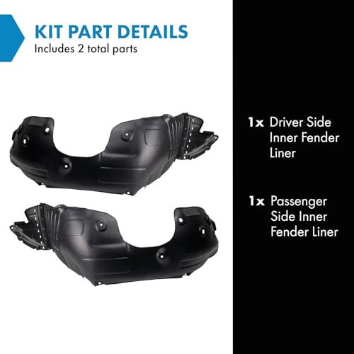Image of TRQ Front Driver and Passenger Side Inner Fender Liner Set Compatible with 2013-2016 Hyundai Santa Fe Sport