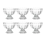 DNIENKGE Iced Cream Dessert Bowl，Set of 6，6oz Vintage Glass ware with Heavy Base, Drinking Cup for Sundae, Fruit, Ice Cream, Snack, Condiment (6)