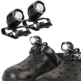 chefensty LED Clogs Shoes Light 2 Pcs,for Headlights for Croc 72 Hours in The Dark,for Dog Walking,Handy Camping,Night Running Gifts,Christmas Gifts(New Black)