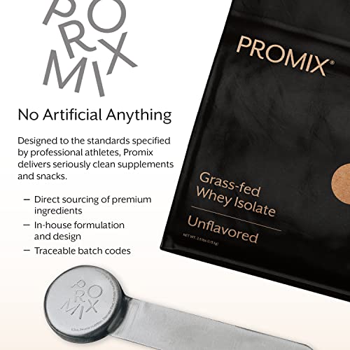 Image of ProMix Nutrition Whey Protein Isolate Powder, 30g Grass Fed Whey Isolate, 6.6g BCAAs, Gluten Free, Keto Friendly, Unflavored - 2.5 Pound (Pack of 1)