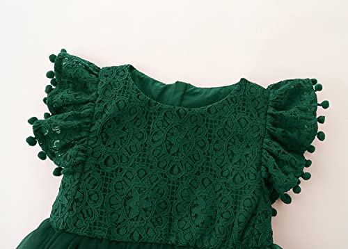 Image of Toddler Girls Lace Tulle Dress Baby Girl Elegant Flutter Sleeve Party Princess Dresses