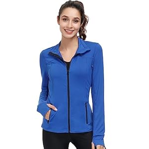 Dolcevida Womens Sports Jackets Zip Up Workout Yoga Jacket with Pockets