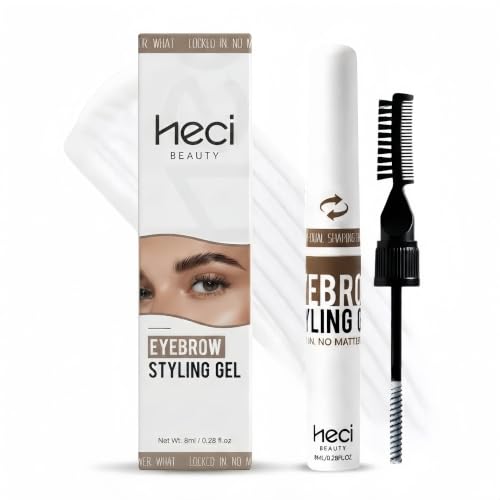 HECI BEAUTY Clear Eyebrow Gel,Wax Hybrid brow gel with Dual Brush,8ml,2pcs