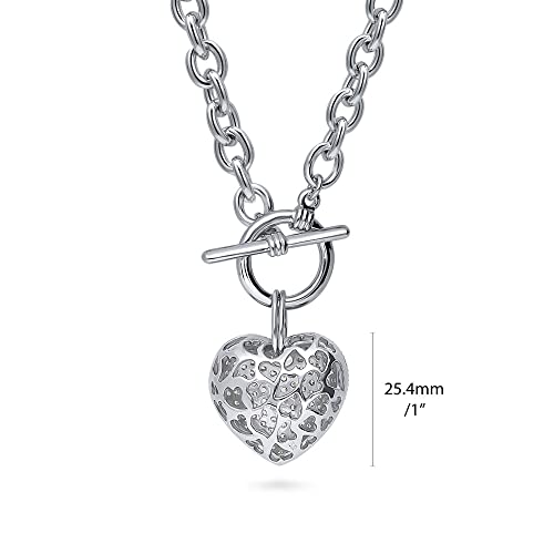 Berricle Heart Cubic Zirconia Cz Toggle Anniversary Pendant Necklace For Women, Silver-Tone #TOP7