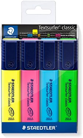 STAEDTLER 364 WP4 Textsurfer Classic Highlighter - Assorted Colours (Pack of 4) - View 3