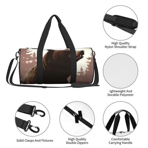Sac de week-end Wild Bear en toile noire légère et souple taille unique
