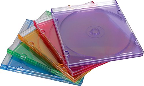 Estuche delgado para CD/DVD de 5,2 mm, varios colores, 25 unidades