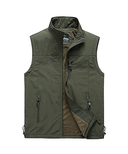 Btmpmcs Gilet in Pile da Uomo Invernale Antivento Colletto Rialzato Giacca Senza Maniche Gilet da pesca All'aperto Termico Giubbotto da lavoro Casual Trapuntato Sportivo Cappotto