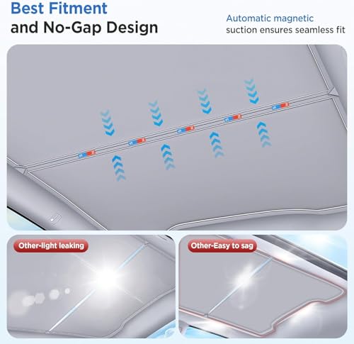 Image of 2026 Upgrade Sunshade Roof for Tesla Model Y Juniper 2025 2026 [No-Gap /Sag-Free] Heat Insulation Glass Roof Sunshade Sunroof for Tesla Model Y Accessories 2026 2025 Beige