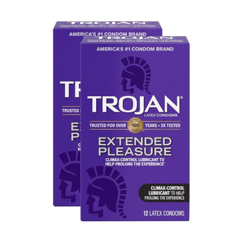 TROJAN Extended Pleasure Condoms | Climax Control | 12 Count | Pack of 2