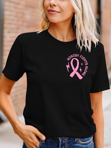 Breast Cancer Shirt Women Pink Ribbon Breast Cancer Awareness Shirts Cancer Survivor Short Sleeve Tee Top2