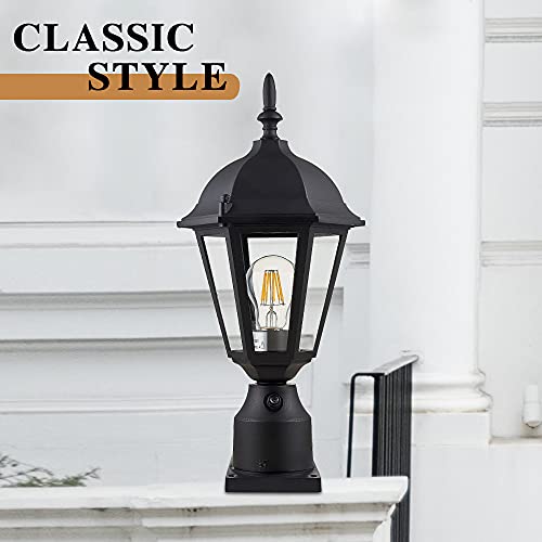 Eliphil Dusk To Dawn Outdoor Post Light, Pole Lantern Lighting With Pier Mount Base,Lamp Post Light Fixture ,8 Inch ,Waterproof，Black #TOP7