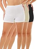 Underworks Womens 100% Cotton Cuff Leg 5-inch Inseam Bloomers White-Beige-Black 3-Pack 3x 45-46 hips