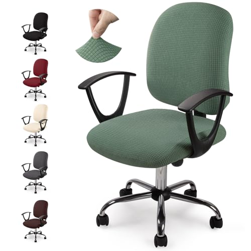 Funda para Silla de Oficina Jacquard Funda de silla de Oficina Elástica Fundas sillas Modernas Lavable Fundas para Sillas Giratoria Protector de Funda para Silla de Oficina (No Sillas) (Y-Verde, 1)