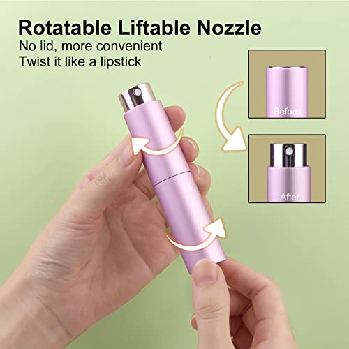 Refillable Travel Perfume Atomiser Bottles, Zingso 2 Pcs 10Ml Mini Portable Spray Bottles Refillable Perfume Aftershave Atomiser Empty Travel Bottles With Funnel… (10Ml (Pink+Light Purple)) #TOP3