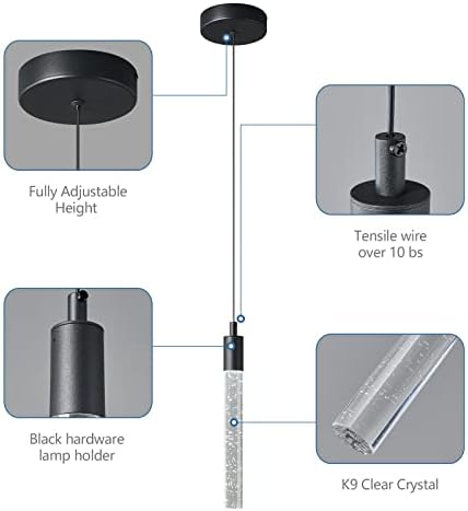 zhllmq Modern Kitchen Island Pendant Light Dimmable LED Black Mini Pendant Lighting Bedroom Bedside Table Small Pendant Lightsļ¼2-Packļ¼ - 3