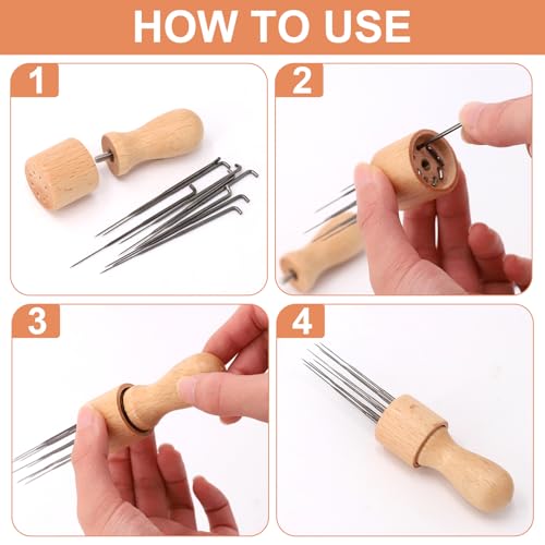 38 Stück Filznadeln zum Trockenfilzen Set, Nadelfilz Set, 3 Größen Filznadeln Set, Nadelfilz Starter Kit mit Holz Filznadelgriff, Wollfilzen Sets zum Basteln Anfänger oder Profis