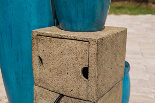 Kenroy Home 51029BLU Vessel Indoor/Outdoor Floor Fountain with Blue Finish, Classic Style, 36" Height, 15.5" Width, 14.5" Depth