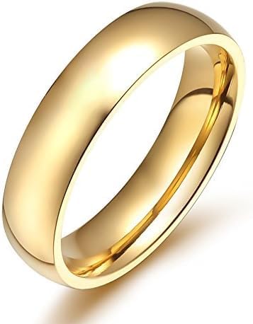 Gold-Plated Couple Band Ring with 6mm Classic Wedding Band Plain Polished Finger Lightweight Fashion Jewelry for Men & Women-image-41