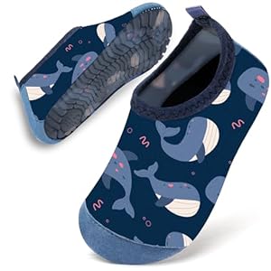 WateLves Badeschuhe Baby Kinder Wasserschuhe Jungen Schwimmschuhe Strandschuhe Badesoken Kleinkind Aquaschuhe Barfuss Schuhe(Navy Whale, 20/21)