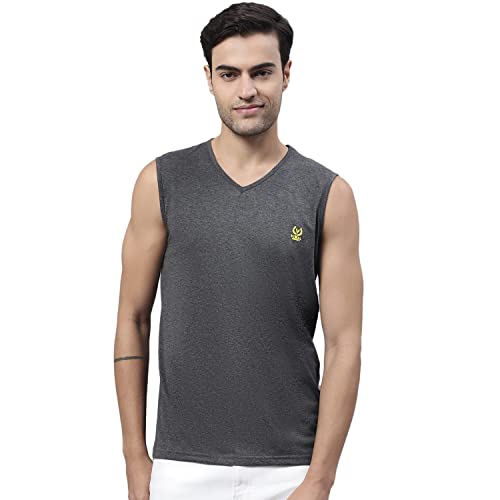 Image of Mack Jonney Regular Fit Cotton Solid Gym Vest for Men-V SL ANTHRA 01-P