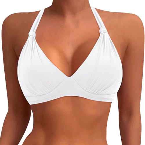 TniEWFBHSD Top de bikini para mujer, talla grande, con cobertura completa, talla grande, talla grande, ropa de baño, sujetador deportivo, plata, XL
