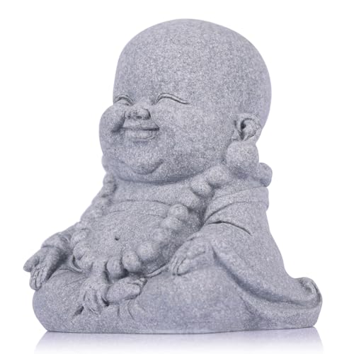 QIANLING Statue de Bouddha souriant de 7,6 cm pour intérieur, moine Zen chinois Baby Bouddha, ornement de sculpture porte-bonheur, décoration Feng Shui,...