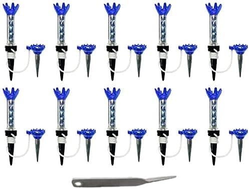 GreenLife ゴルフ ティー マグネットティー (10本セット/紛失無し/長持ち)ゴルフティー ロングティー ホルダー ティー ひも付き ゴルフ用品 グリーンフォーク付き プレゼント コンペの景品に最適 (ブルー)