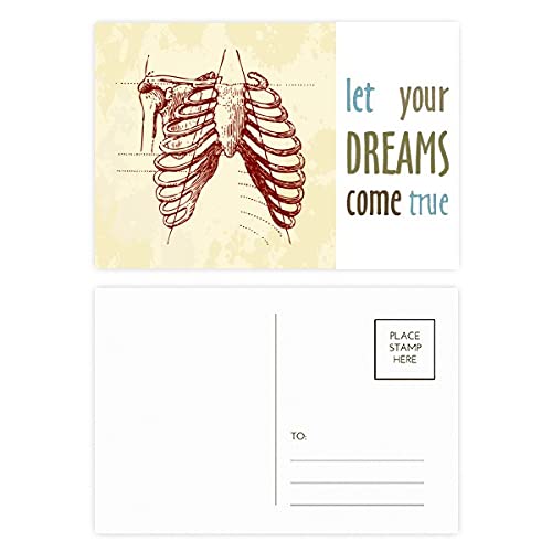 Cartes postales Rib Human Pleural motif squelette de rêve Come True, papeterie ésotérique gothique x20