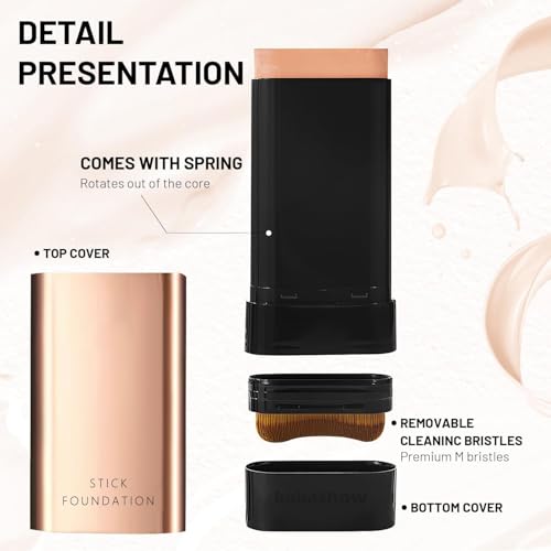 Image of 2 In 1- Luxury Flawless Eraser Foundation Stick | anti wrinkle Korean Hydrating Foundation Stick with Brush | longlasting make up stick Waterproof Thin and Cover Blemishes for All Skin Types | 1Pcs
