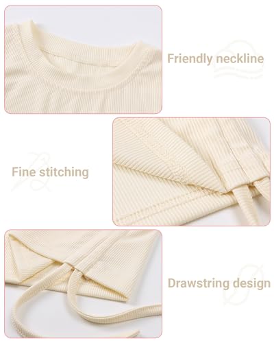 JiAmy Conjunto de roupas casuais para crianças e meninas de 3 a 8 anos, Bege, 7-8 Anos