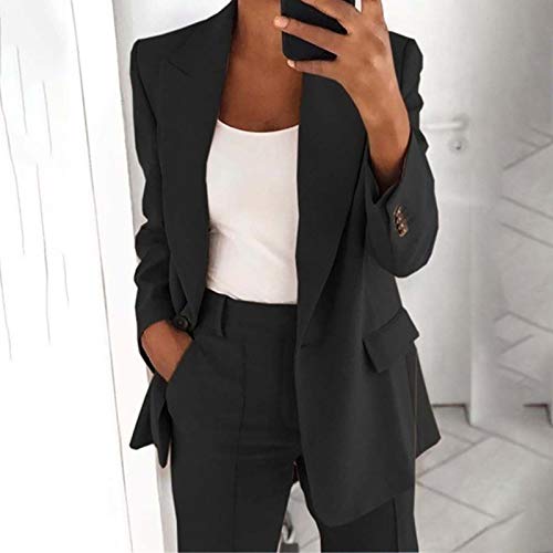 Womens Fall Casual Blazer Jacket Long Sleeve Lightweight Suit Slim Fit Work Office Jacket Pockets Lapel Button Jacket2