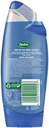 Radox Mineral Therapy Feel Awake body wash with scents of Fennel & Sea Minerals 2-in-1 Shower Gel & Shampoo for a reviving shower experience 250 ml, transparent, pack of 6