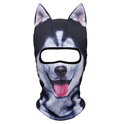 WTACTFUL 3D Animal Ears Balaclava Windproof Cover Hood Face Mask Sun Protection for Skiing Snowmobile Riding Hunting Music Festivals Raves Halloween Party Outdoor Winter Activities Husky Dog MEB-02 by WTACTFUL - Used condition - US$15.63