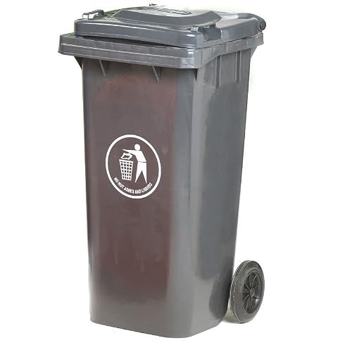 Image of GPC LWB120Y_DGRY Virgin Polypropylene Wheel Bin, 120L Capacity, 460mm x 550mm x 940mm, Dark Grey