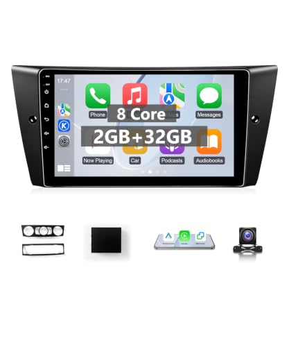 VQU 8CORE Car Radio for BMW 3 Series E90 E91 E92 E93 328i 325i 2005 to 2011 with Wireless CarPlay/Android Auto,9" IPS Touchscreen FM RDS DSP/5G WiFi/GPS/SWC/AHD Camera, No Fiber Optic